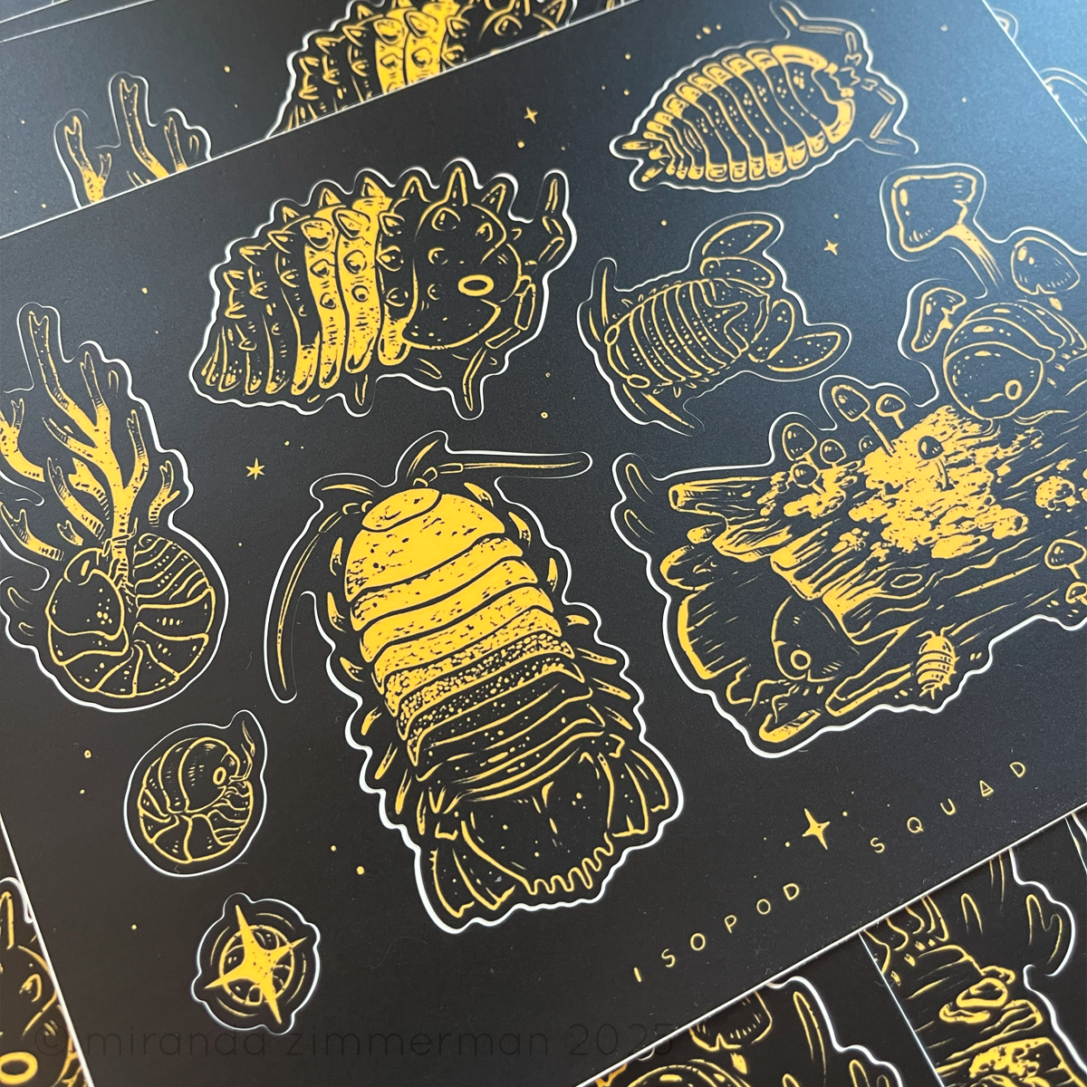 A close up of the sticker sheet to show the illustrative details.