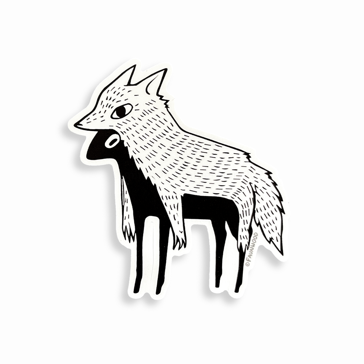 Matte vinyl sticker of a stylized and illustrated "sheep in wolves clothing", on a white background.