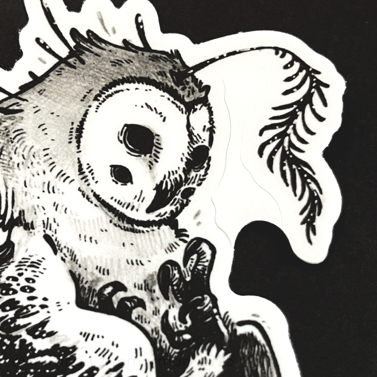 A close up of the vinyl sticker, showing the kiss cut near the head